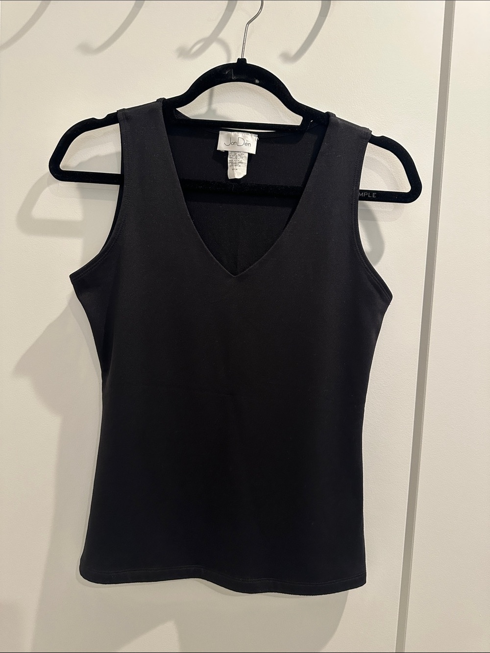 Jon Den Black V-Neck Stretch Tank Top